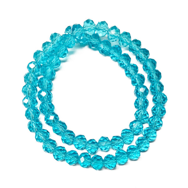 Faceted Rondelle Trans Cyan 8x6mm Beads 60pcs 39cm 180673