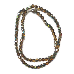 Faceted Round Half Rainbow Plated Dark Khaki 4mm Beads