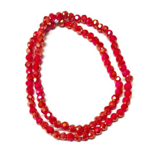 Faceted Round Plated Red Orange 4mm Beads