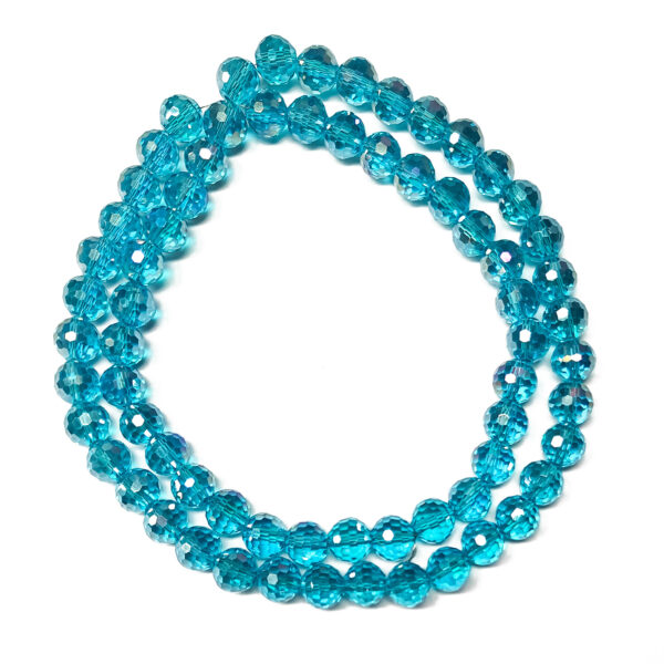 Faceted Round Trans AB Deep Sky Blue Beads 9mm Hole 1.2mm 69pcs 62cm 180661