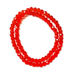 Faceted Round Transparent Orange Red 4mm Beads
