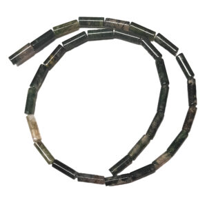 Moss Agate Column 13-14mm Beads