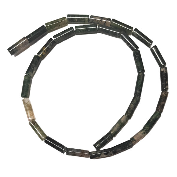 Moss Agate Column 13-14mm Beads