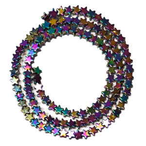 Rainbow Plated Hematite Star Beads