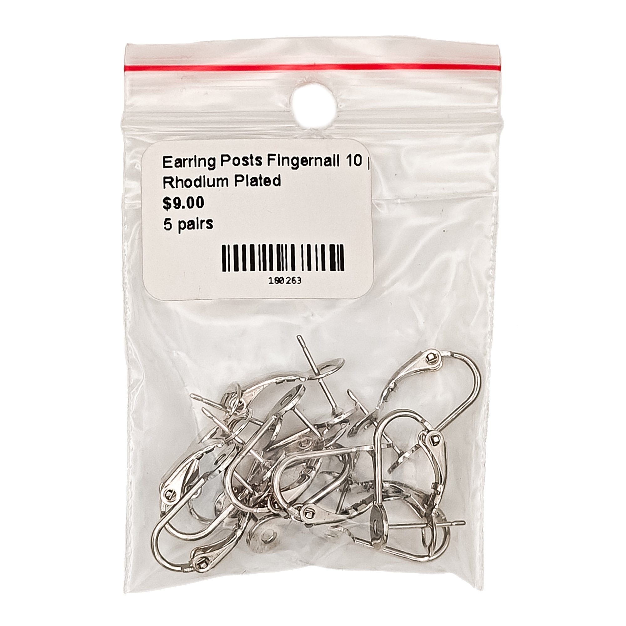 Rhodium Plated Fingernail Earring Posts 10 Pack 180263 2