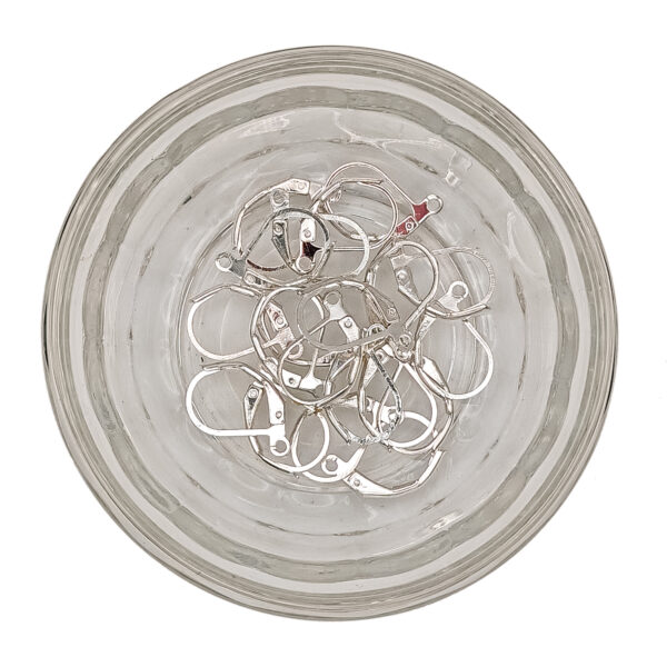 Glass bowl with earring hooks