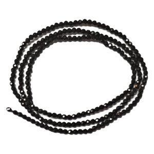 Faceted Black Tourmaline 2mm Beads