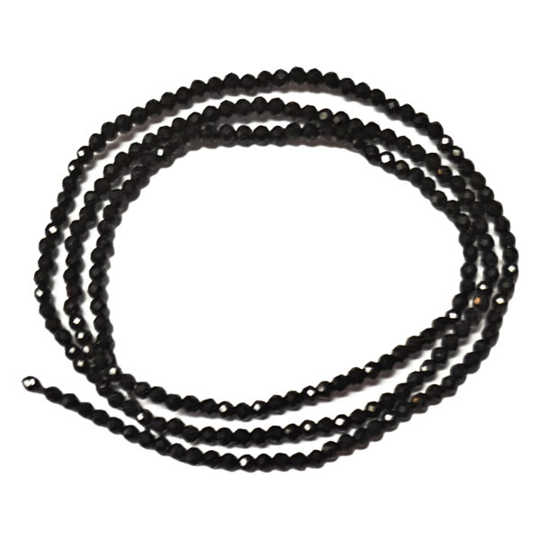 Faceted Black Tourmaline 2mm Beads