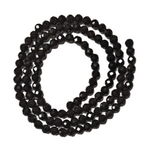 Faceted Black Tourmaline 3mm Beads