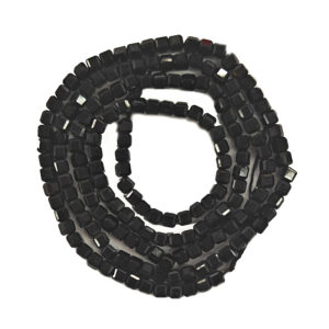 Faceted Cube Black Tourmaline 2mm Beads