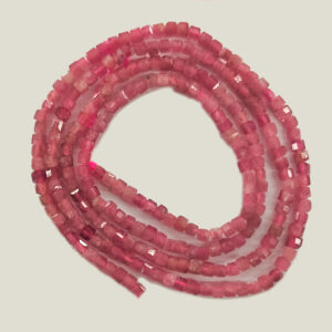 Pink Tourmaline Faceted Cube Beads 2mm