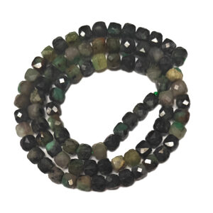 Faceted Emerald Cube 4.5mm Cube Beads