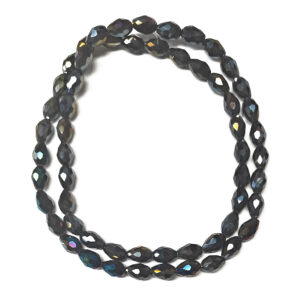 Faceted Teardrop AB Black 12x8mm Beads