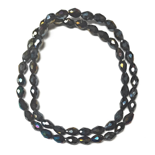 Faceted Tear Drop AB Black 12x8mm Beads 180530