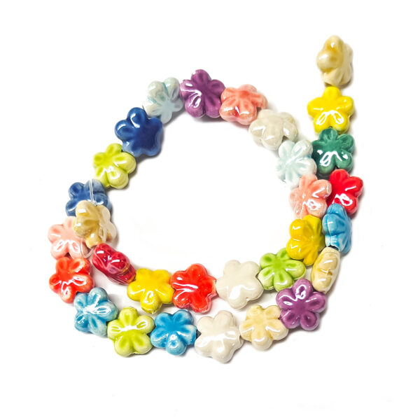 Flower Ceramic Beads Mixed Colour 11.5×11.5×5.5mm 180706