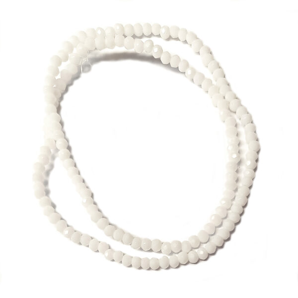 White 2.5×1.5mm Faceted Rondelle Opaque Glass Beads 180704