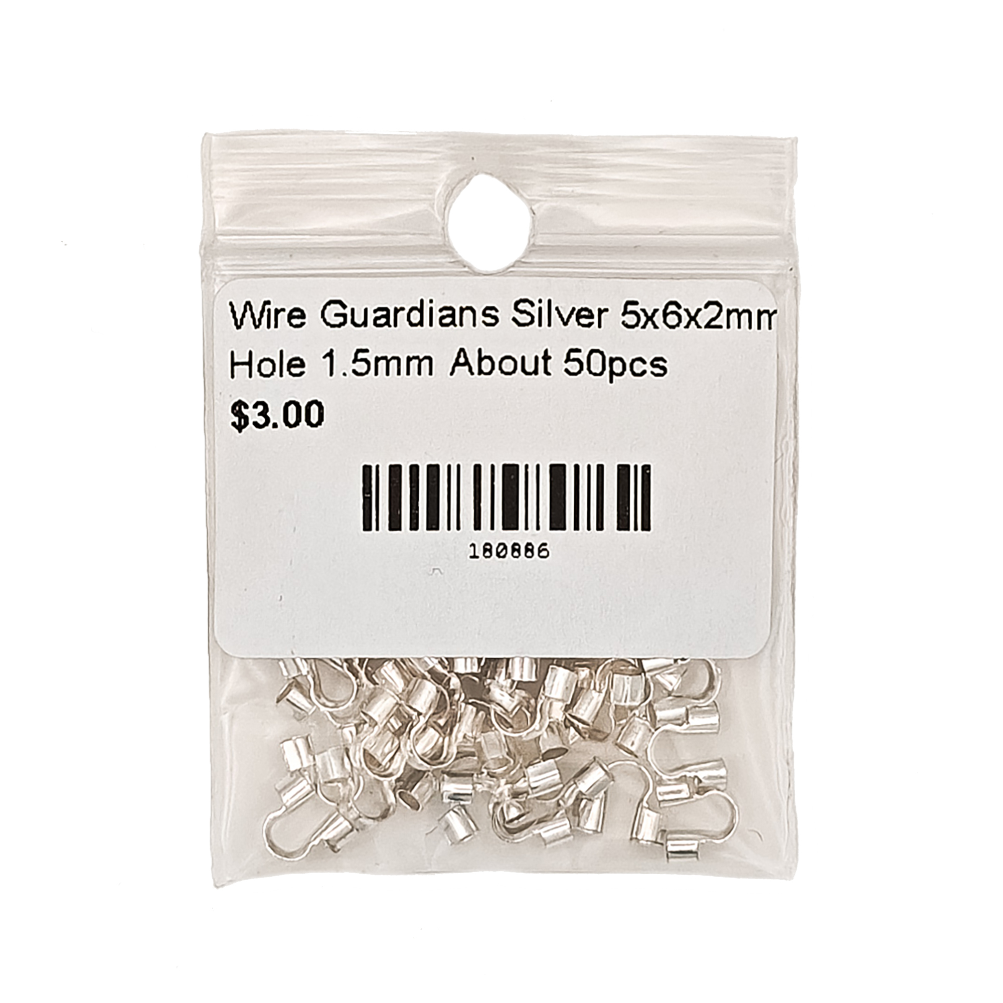 Wire Guardians Silver 5x6x2mm Hole 1.5mm About 50pcs 180886 2