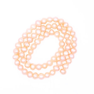 Cultured Freshwater Pearls Pototo Peach Puff 5.5-6mm Hole .6mm