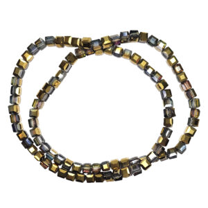 Faceted Gainsboro Half Plated 4mm Cube Beads